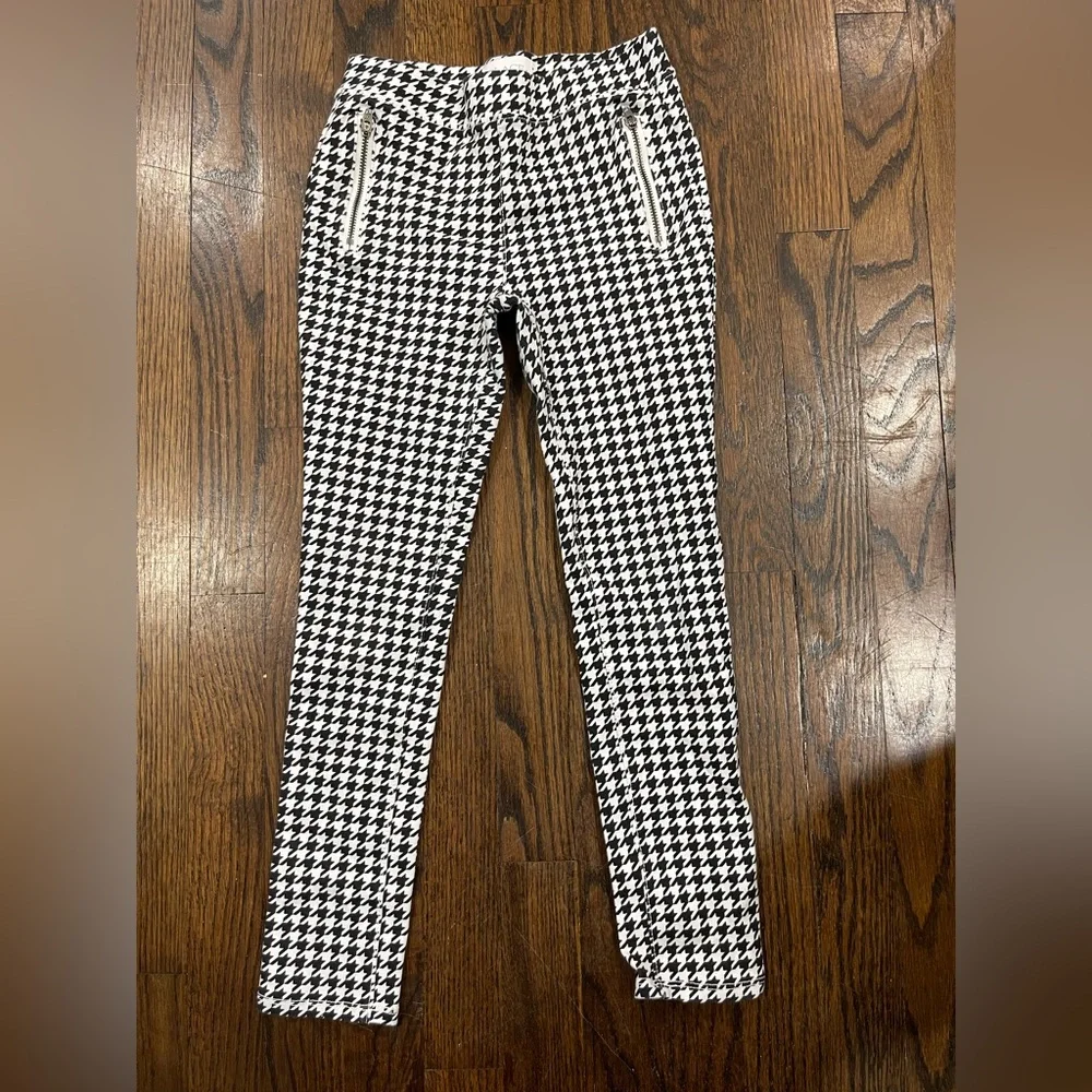 Girls Black and White Houndstooth Pants size 8
